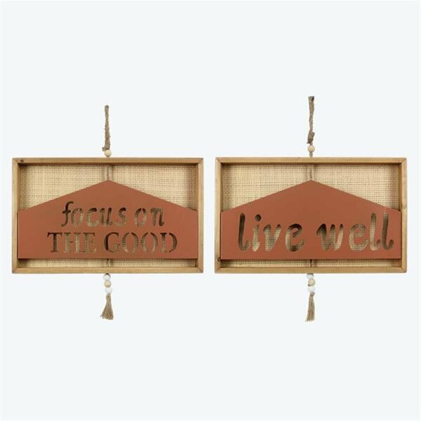 Youngs 16 in. Wood Natural Home Wall Hanger, Assorted Style - Set of 2 12214